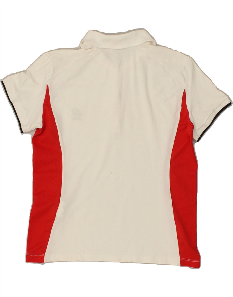 LOTTO Womens Polo Shirt UK 14 Medium White Cotton | Vintage Lotto | Thrift | Second-Hand Lotto | Used Clothing | Messina Hembry 