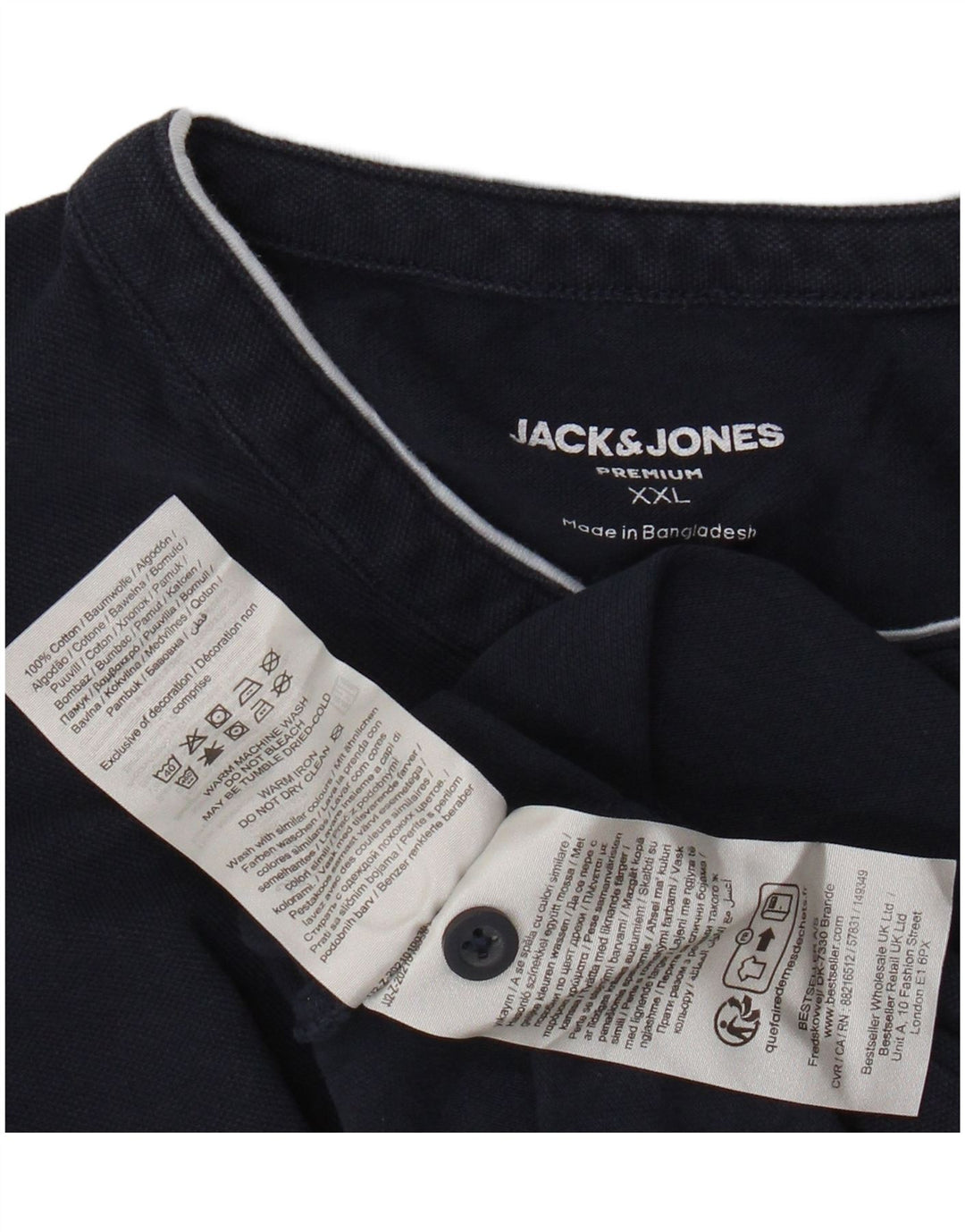 JACK & JONES Mens Polo Shirt 2XL Navy Blue Cotton