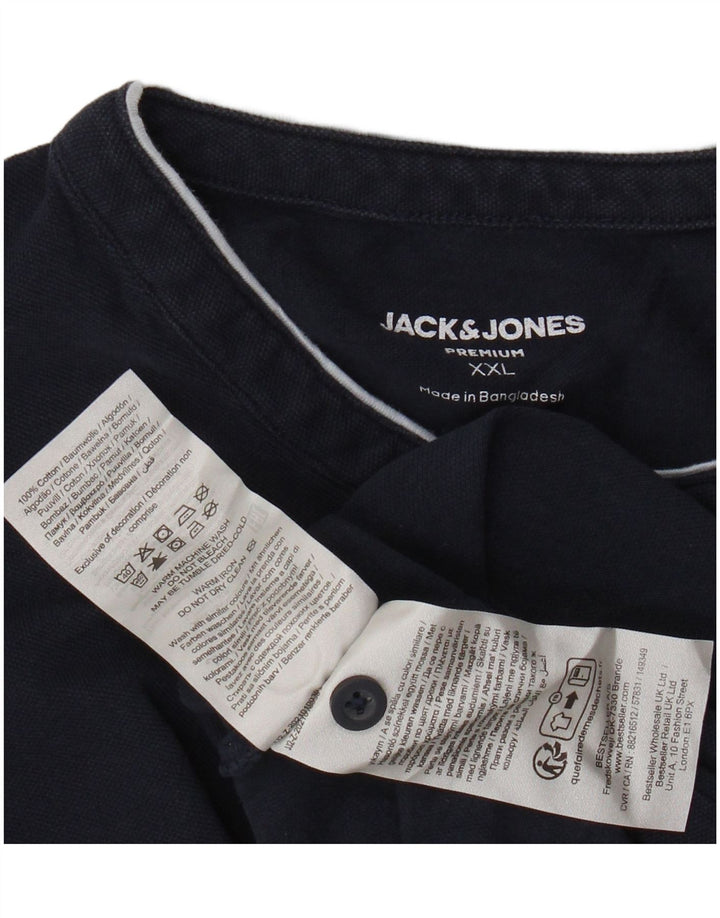 JACK & JONES Mens Polo Shirt 2XL Navy Blue Cotton