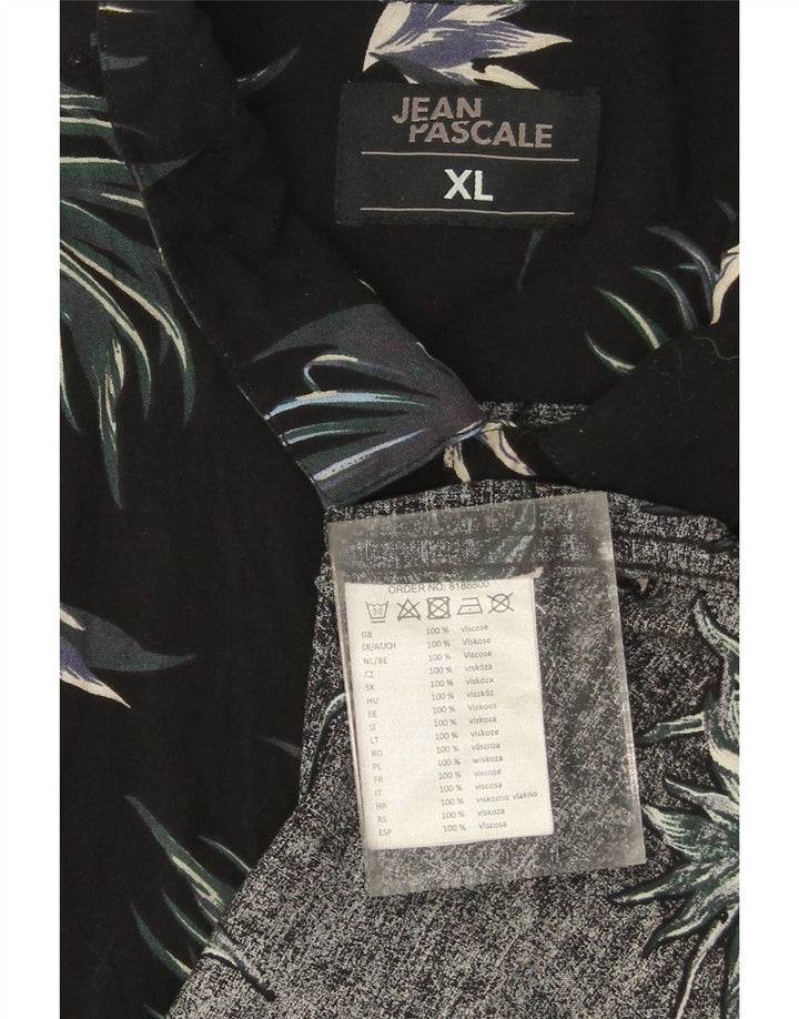 JEAN PASCALE Mens Abstract Pattern Short Sleeve Shirt XL Black Viscose Vintage Jean Pascale and Second-Hand Jean Pascale from Messina Hembry 