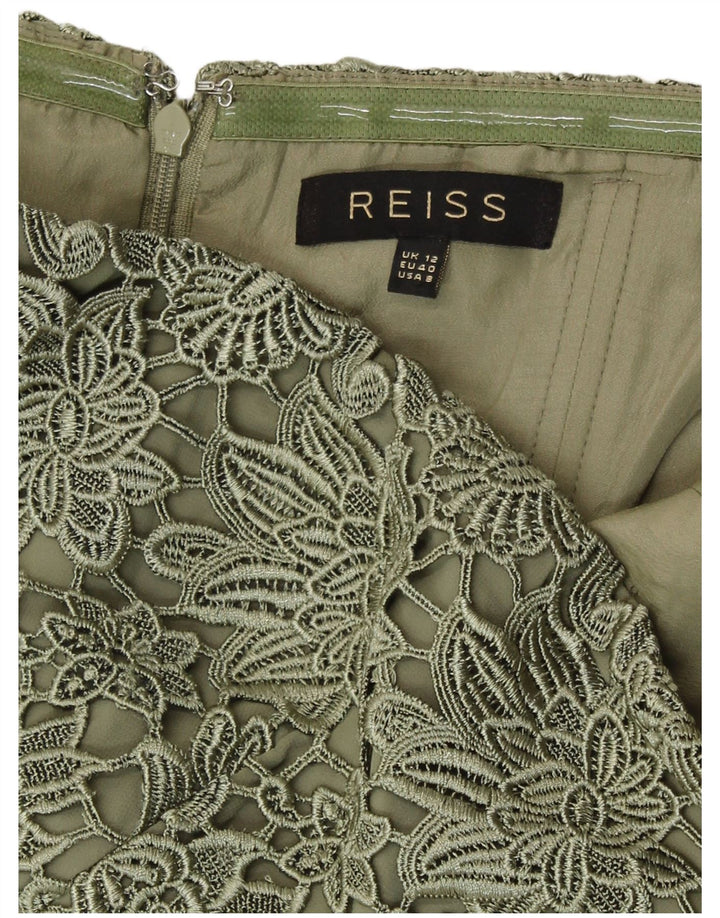 Reiss Womens Strapless Dress UK 12 Medium Green Floral Polyester