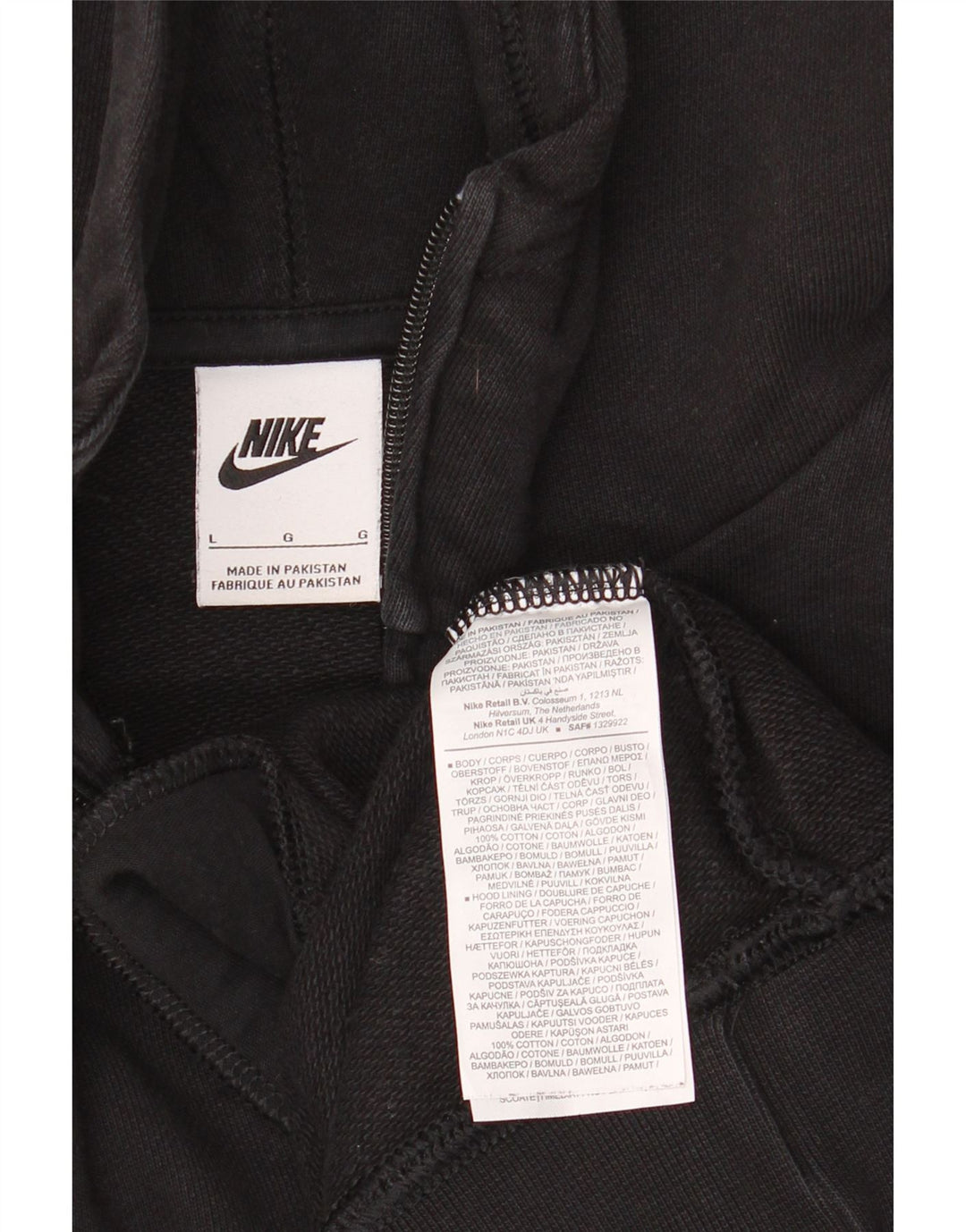 Nike Mens Graphic Zip Neck Hoodie Jumper Large Black Colourblock
