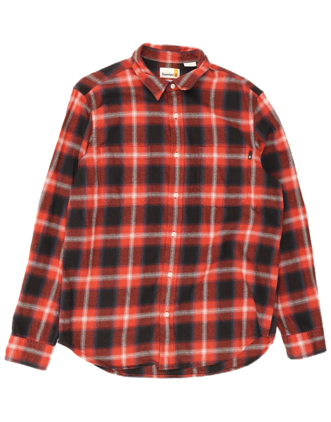 Timberland Mens Regular Fit Flannel Shirt Large Navy Blue Check Cotton
