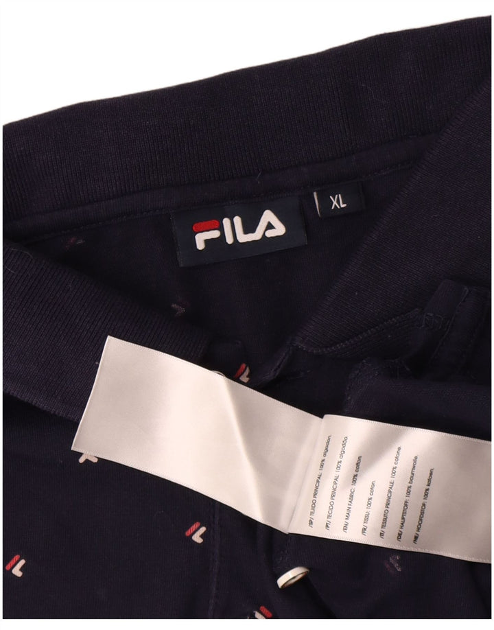 Fila Mens Polo Shirt XL Navy Blue Flecked Cotton