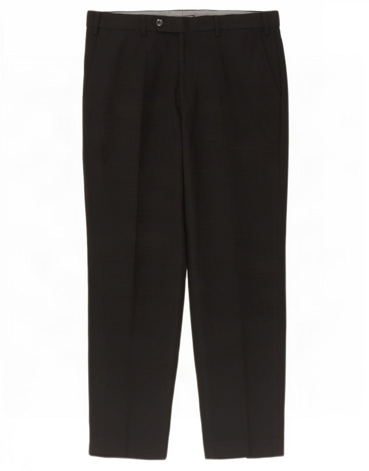 Marks & Spencer Mens Regular Fit Suit Trousers W34 L29 Black Polyester
