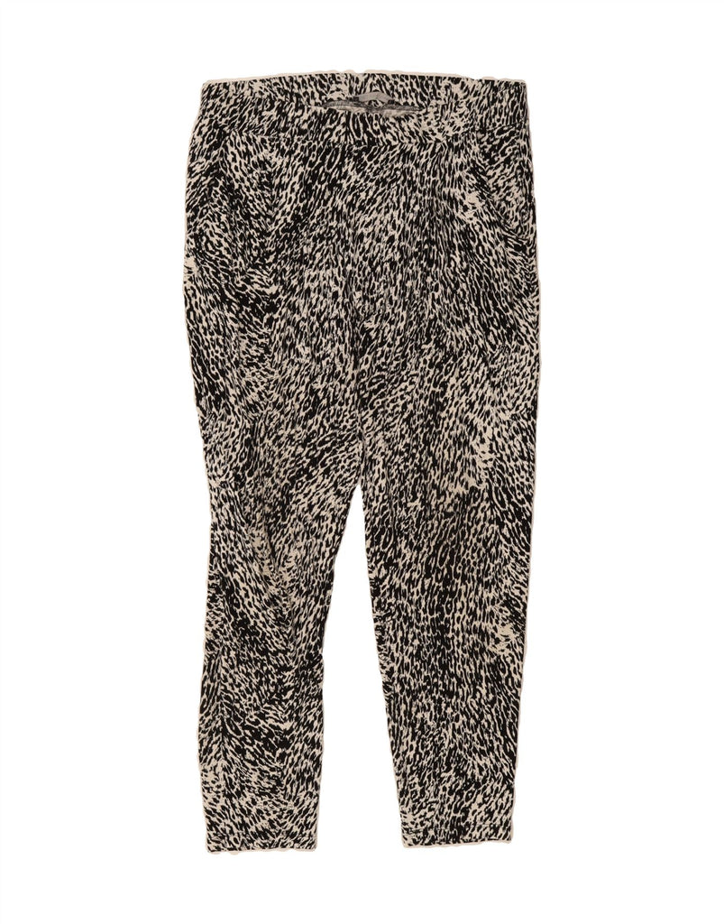 MARKS & SPENCER Womens Leggings UK 14 Large  Black Animal Print Viscose Vintage Marks & Spencer and Second-Hand Marks & Spencer from Messina Hembry 
