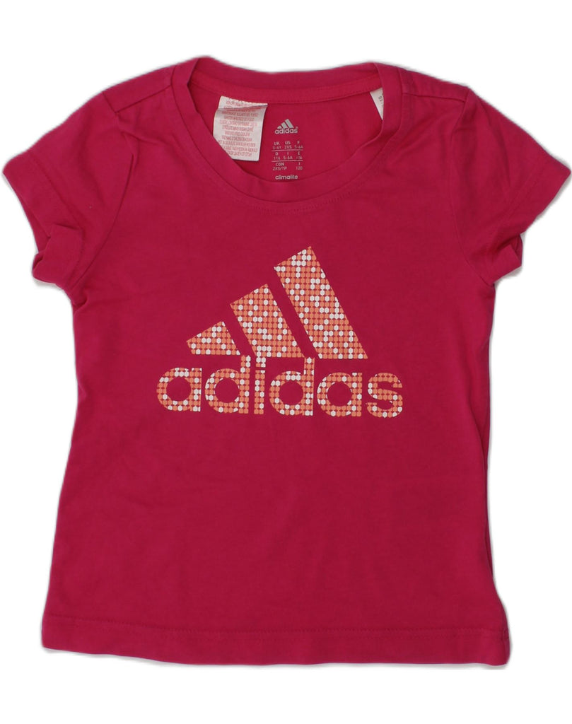 ADIDAS Girls Climalite Graphic T-Shirt Top 5-6 Years Pink Cotton | Vintage Adidas | Thrift | Second-Hand Adidas | Used Clothing | Messina Hembry 