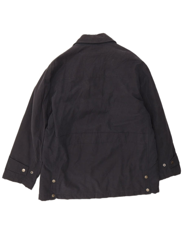 Belfe Mens Windbreaker Jacket UK 38 Medium Navy Blue Cotton