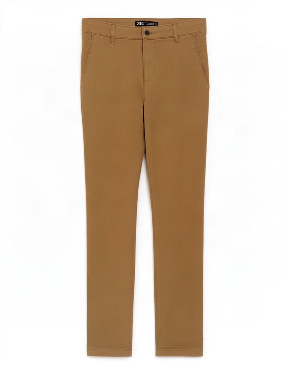 Zara Mens Slim Chino Trousers EU 38 Small W30 L30 Brown