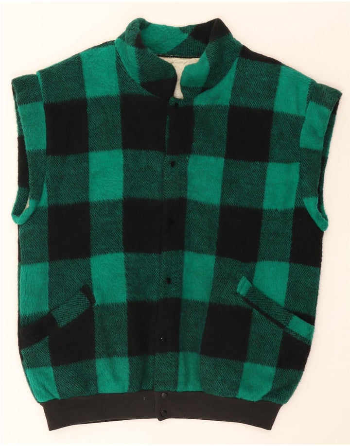 Vintage Mens Gilet UK 40 Large Green Gingham