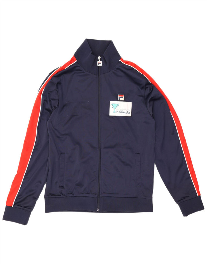 Fila Mens Graphic Tracksuit Top Jacket Medium Navy Blue Colourblock