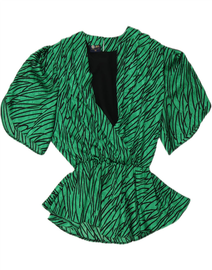 C&A Womens Blouse Top EU 46 XL Green Striped