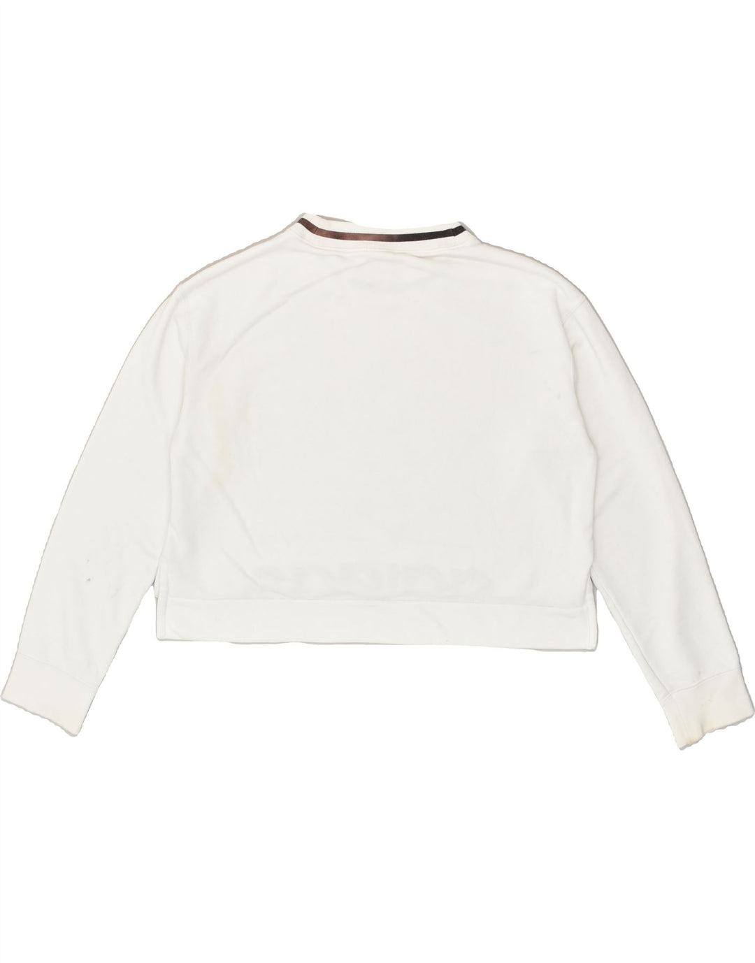 ADIDAS Womens Crop Graphic Sweatshirt Jumper UK 8 Small  White Cotton | Vintage Adidas | Thrift | Second-Hand Adidas | Used Clothing | Messina Hembry 
