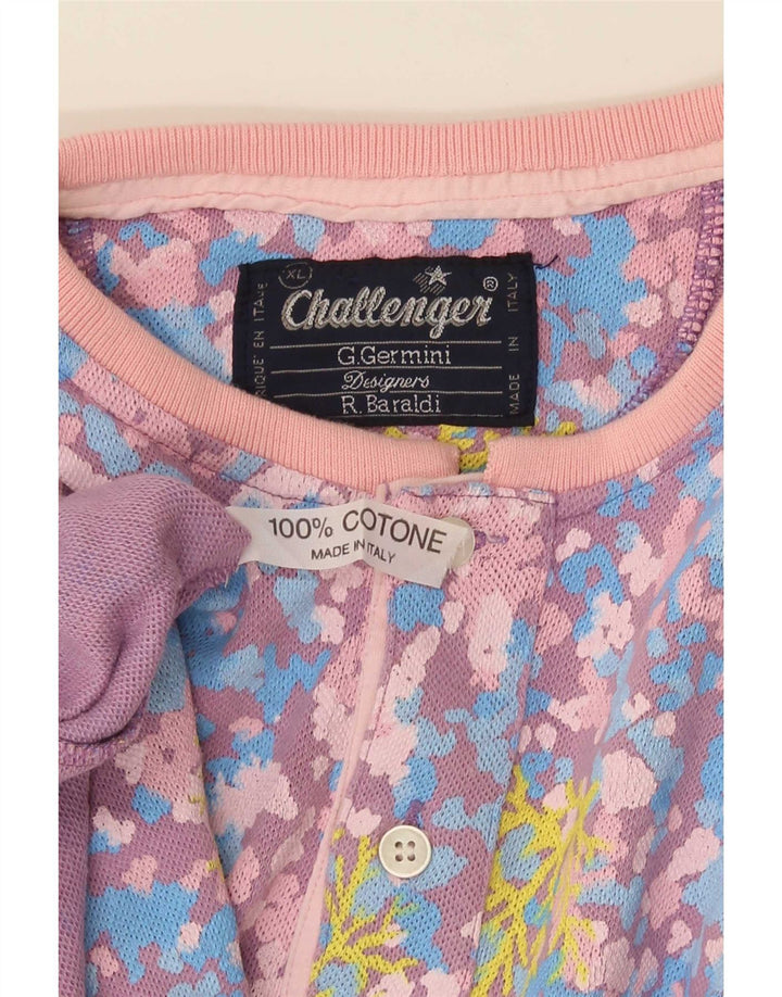 Challenger Mens T-Shirt Top XL Multicoloured Floral Cotton