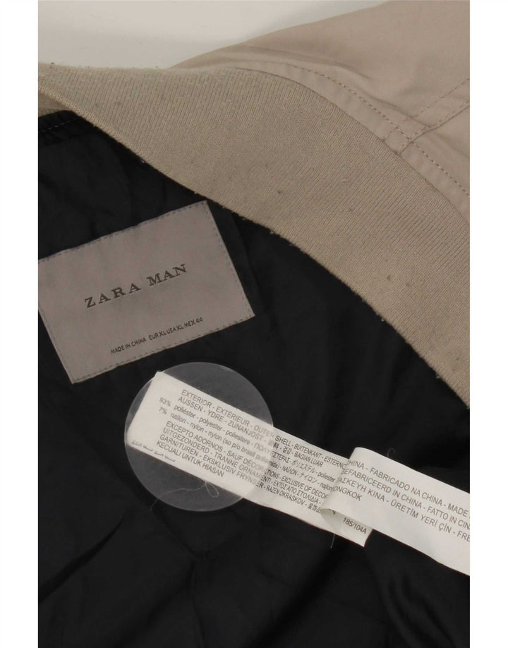 Zara Mens Bomber Jacket UK 42 XL Grey Polyester