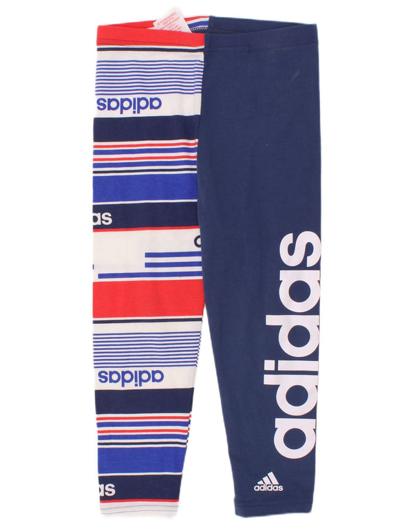Adidas Girls Graphic Leggings 3-4 Years Multicoloured Striped Cotton