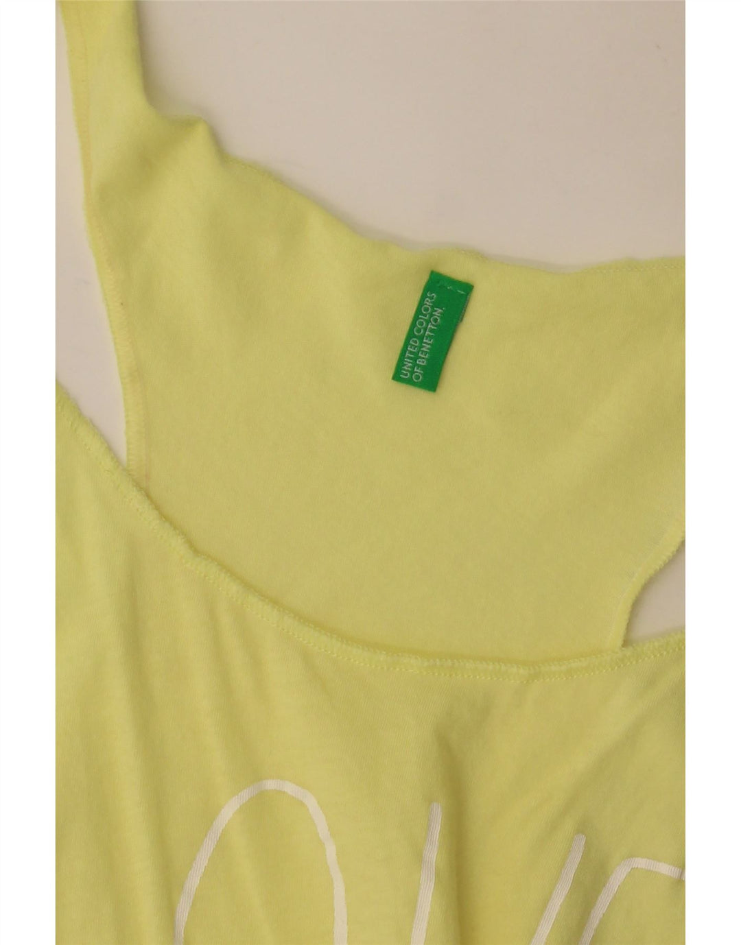 BENETTON Womens Graphic Tunic Top UK 8 Small Yellow Colourblock Beach
