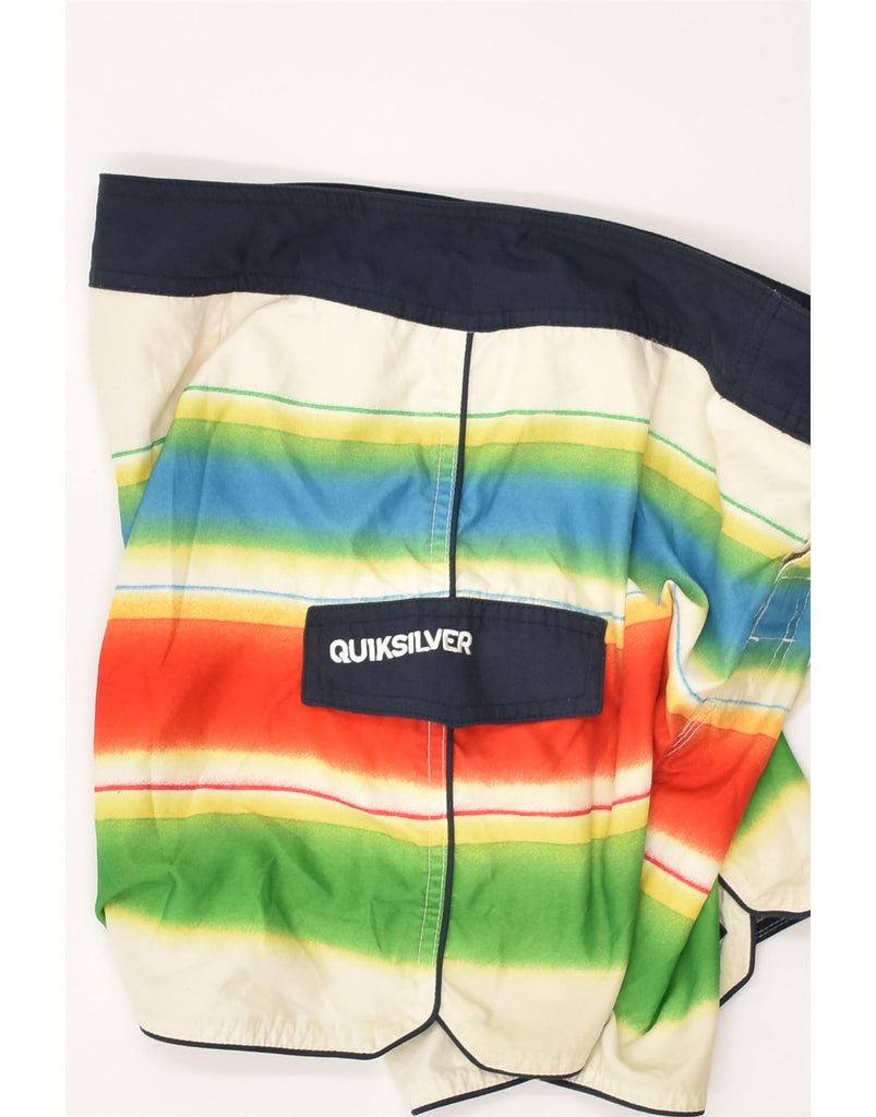 QUIKSILVER Mens Swimming Shorts Medium Multicoloured Striped Polyester | Vintage Quiksilver | Thrift | Second-Hand Quiksilver | Used Clothing | Messina Hembry 