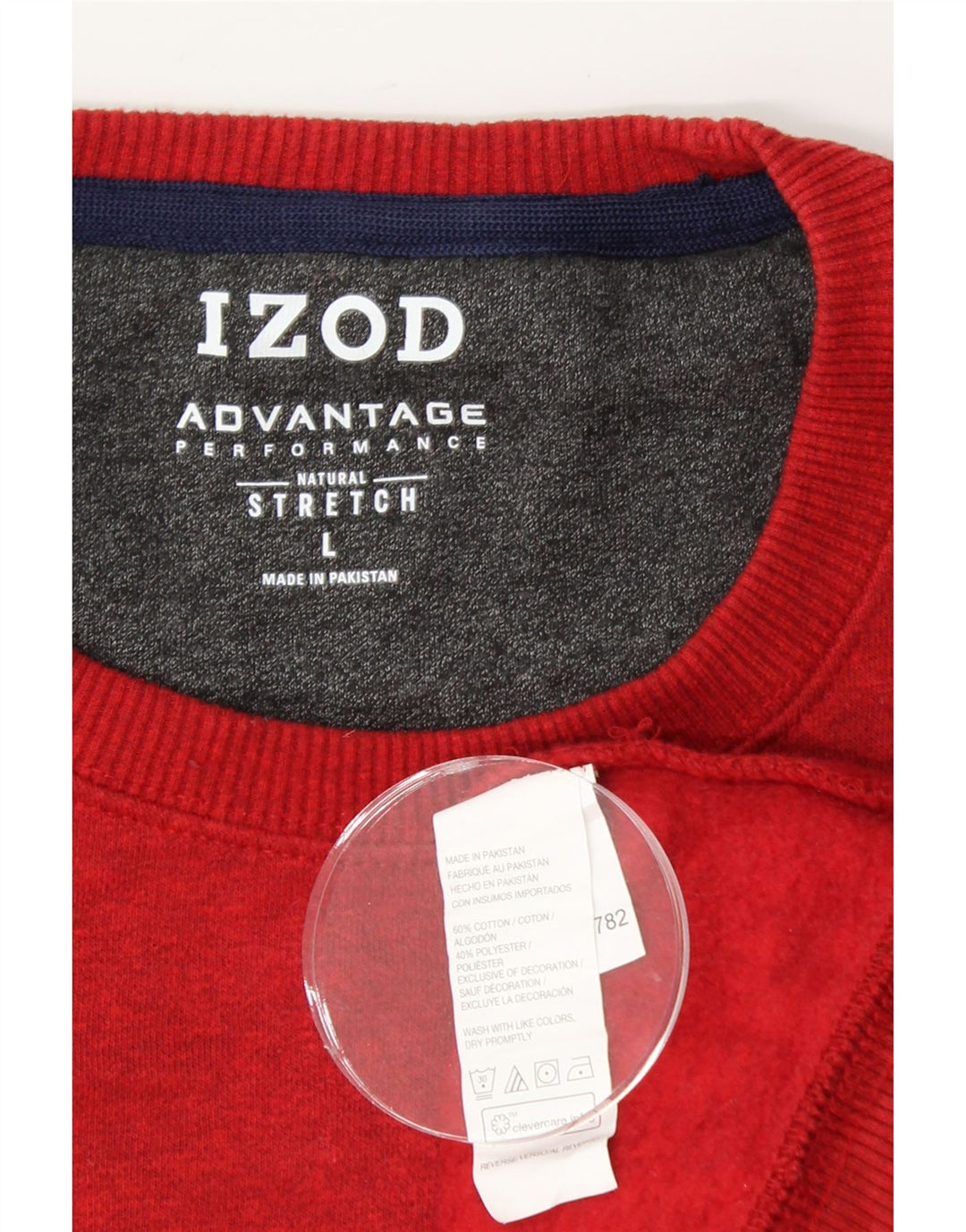 IZOD Mens Stretch Crew Neck Jumper Sweater Large Red Colourblock Cotton Vintage Izod and Second-Hand Izod from Messina Hembry 