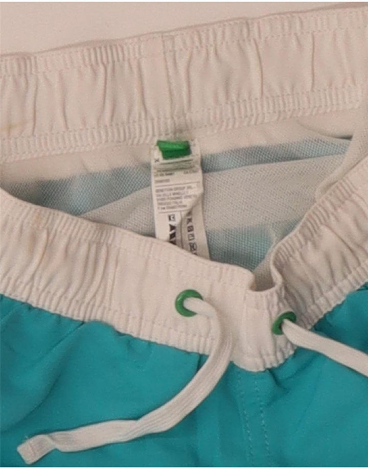 BENETTON Boys Graphic Swimming Shorts 8-9 Years  Blue Colourblock