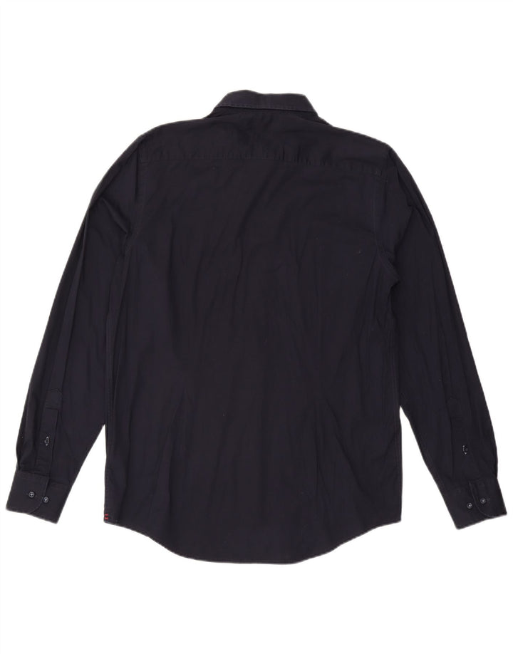 TOMMY HILFIGER Mens Slim Fit Shirt Large Navy Blue Cotton