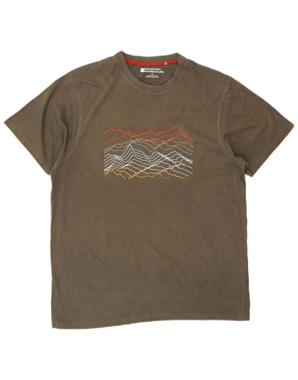 Mountain Warehouse Mens Graphic T-Shirt Top Medium Khaki Cotton