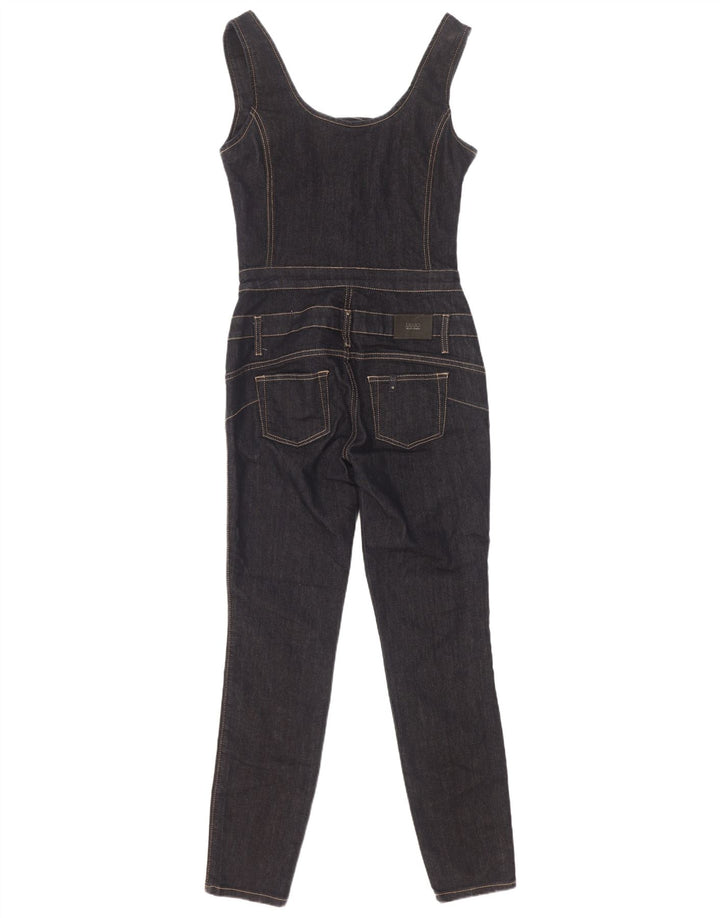 Liu Jo Womens Sleeveless Denim Jumpsuit UK 12 Medium Black Cotton