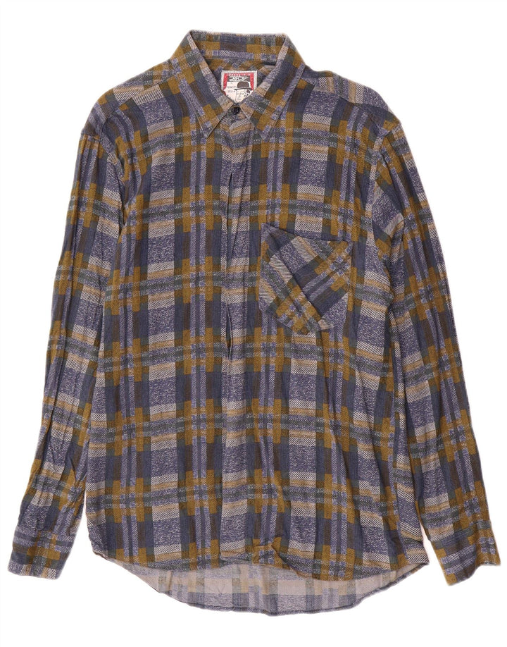 AZZURRA Mens Flannel Shirt Medium Multicoloured Check Viscose