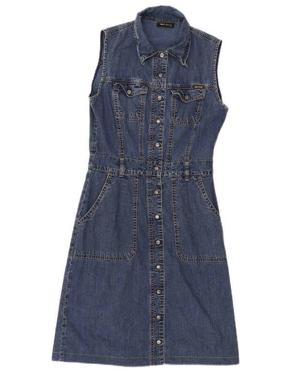 Wit Boy Womens Sleeveless Denim Dress UK 10 Small Blue Cotton