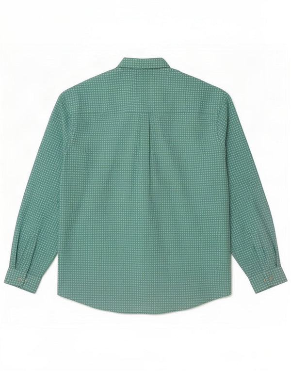 Vintage Womens Shirt UK 18 XL Turquoise Gingham Polyester