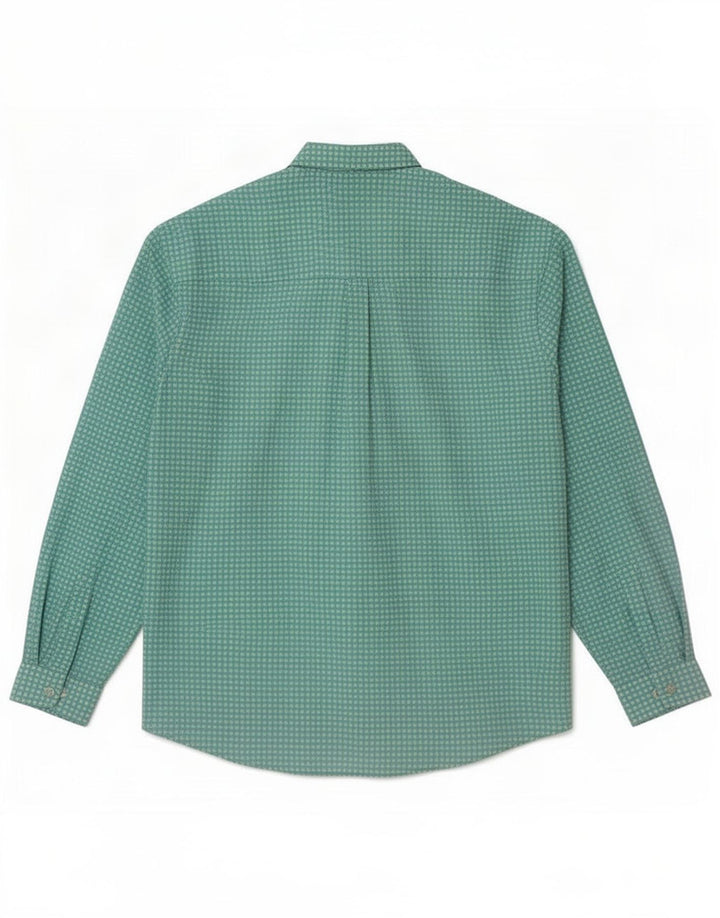 Vintage Womens Shirt UK 18 XL Turquoise Gingham Polyester
