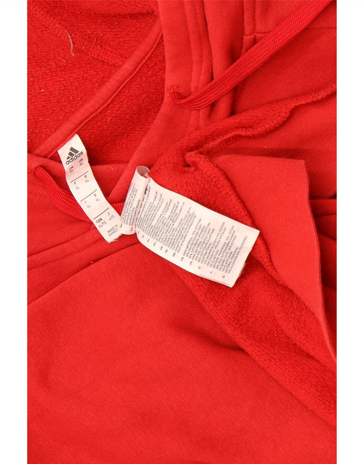 Adidas Mens Hoodie Jumper XL Red Cotton