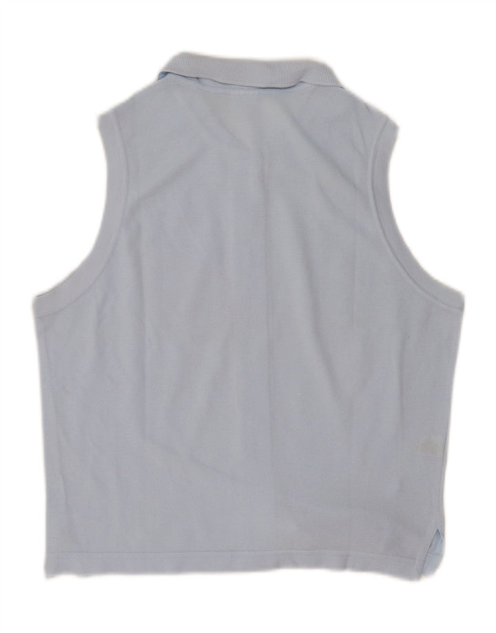 Lacoste Womens Sleeveless Shirt Blouse Size 44 Large Blue Cotton