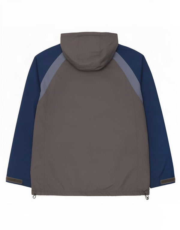 Fat Face Mens Hooded Rain Jacket UK 42 XL Grey Colourblock Polyester