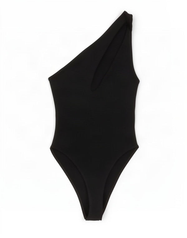 Zara Womens Bodysuit UK 8 Small Black Cotton