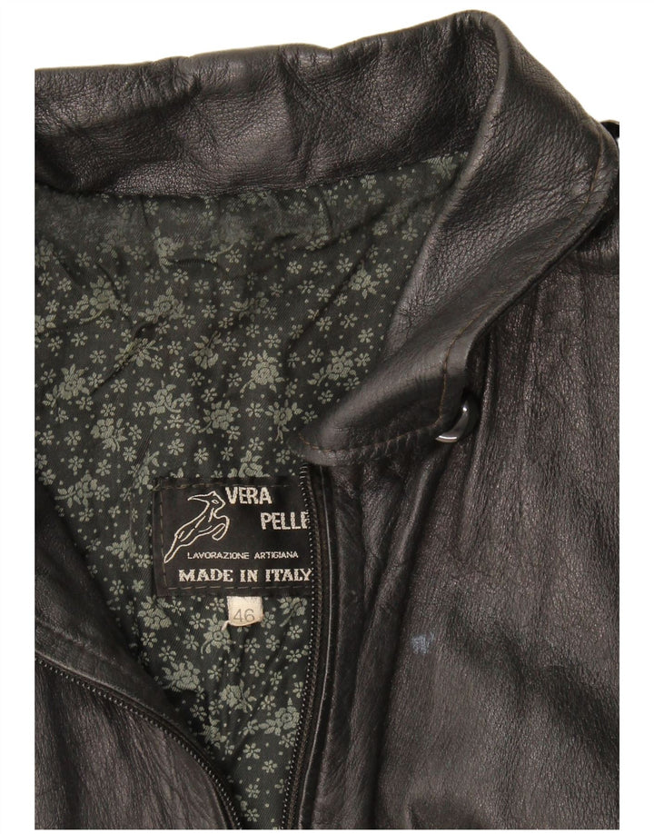 Vintage Womens Leather Jacket IT 46 Large Black Leather