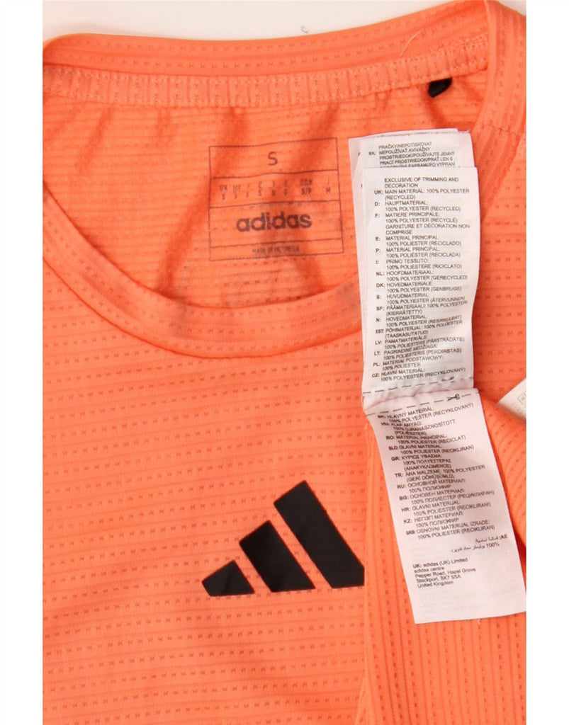 ADIDAS Mens Milano Graphic T-Shirt Top Small Orange Polyester Vintage Adidas and Second-Hand Adidas from Messina Hembry 