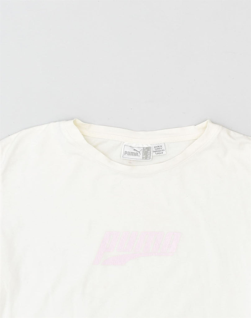 PUMA Womens T-Shirt Top UK 14 Medium White Cotton | Vintage | Thrift | Second-Hand | Used Clothing | Messina Hembry 