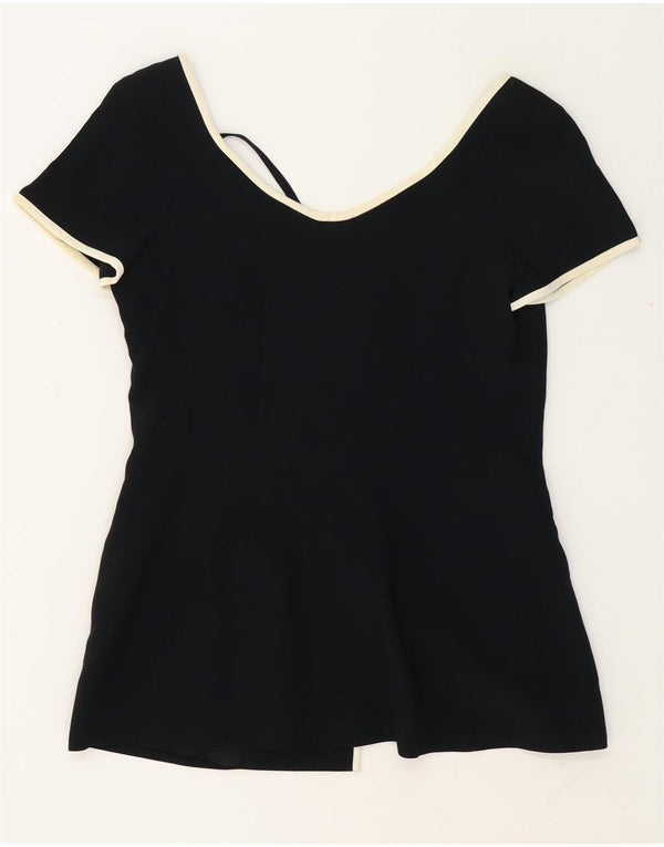 Maria Grazia Severi Womens Short Sleeve Blazer Jacket IT 46 Large Black