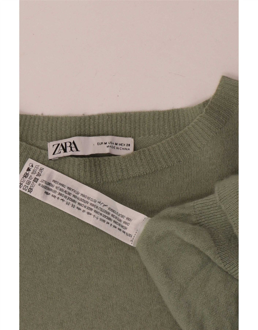 Zara Womens Boat Neck Jumper Sweater UK 14 Medium Khaki Wool