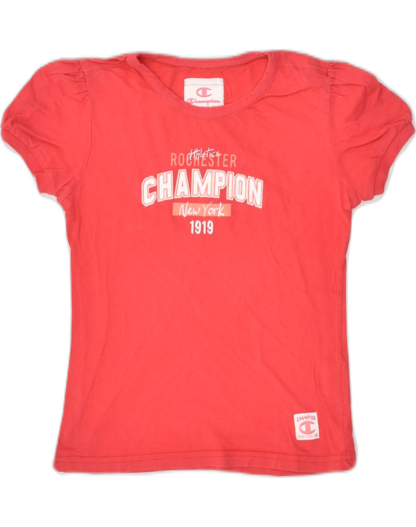 CHAMPION Girls Graphic T-Shirt Top 9-10 Years Medium Red Cotton | Vintage Champion | Thrift | Second-Hand Champion | Used Clothing | Messina Hembry 