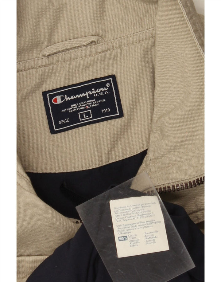CHAMPION Mens Utility Jacket UK 40 Large Beige Cotton