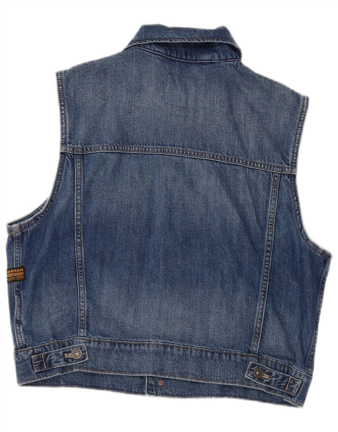 G-STAR Womens Crop Denim Gilet UK 14 Medium Blue Cotton