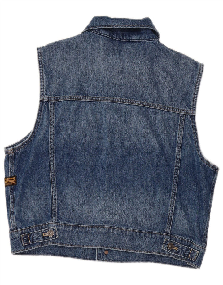 G-STAR Womens Crop Denim Gilet UK 14 Medium Blue Cotton