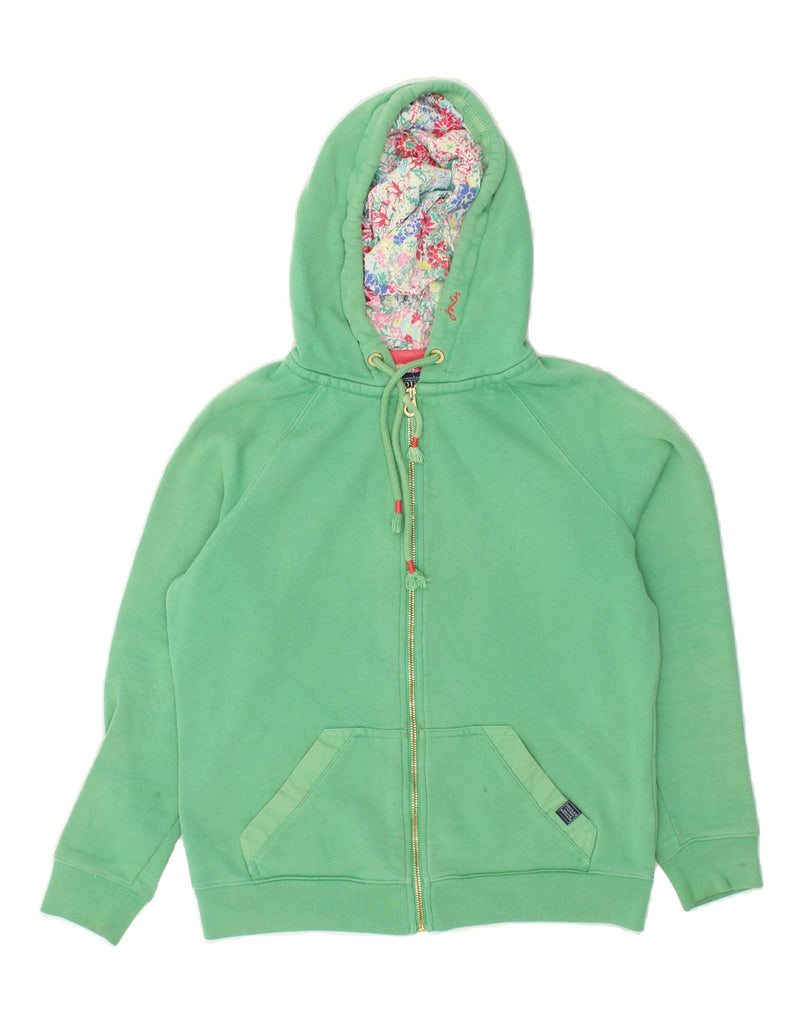 JOULES Womens Zip Hoodie Sweater UK 14 Large Green Cotton | Vintage Joules | Thrift | Second-Hand Joules | Used Clothing | Messina Hembry 