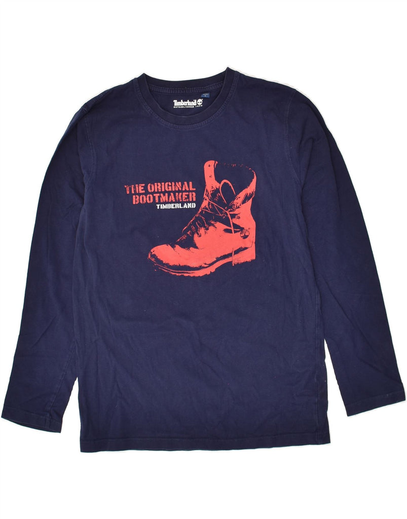 TIMBERLAND Boys Graphic Top Long Sleeve 13-14 Years Small Navy Blue Cotton | Vintage Timberland | Thrift | Second-Hand Timberland | Used Clothing | Messina Hembry 