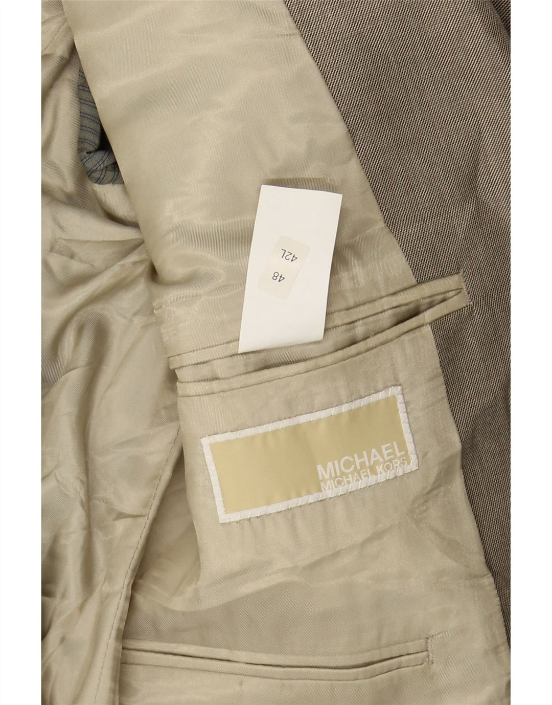 MICHAEL KORS Mens 2 Button Blazer Jacket IT 48 Medium Beige Polyester Vintage Michael Kors and Second-Hand Michael Kors from Messina Hembry 