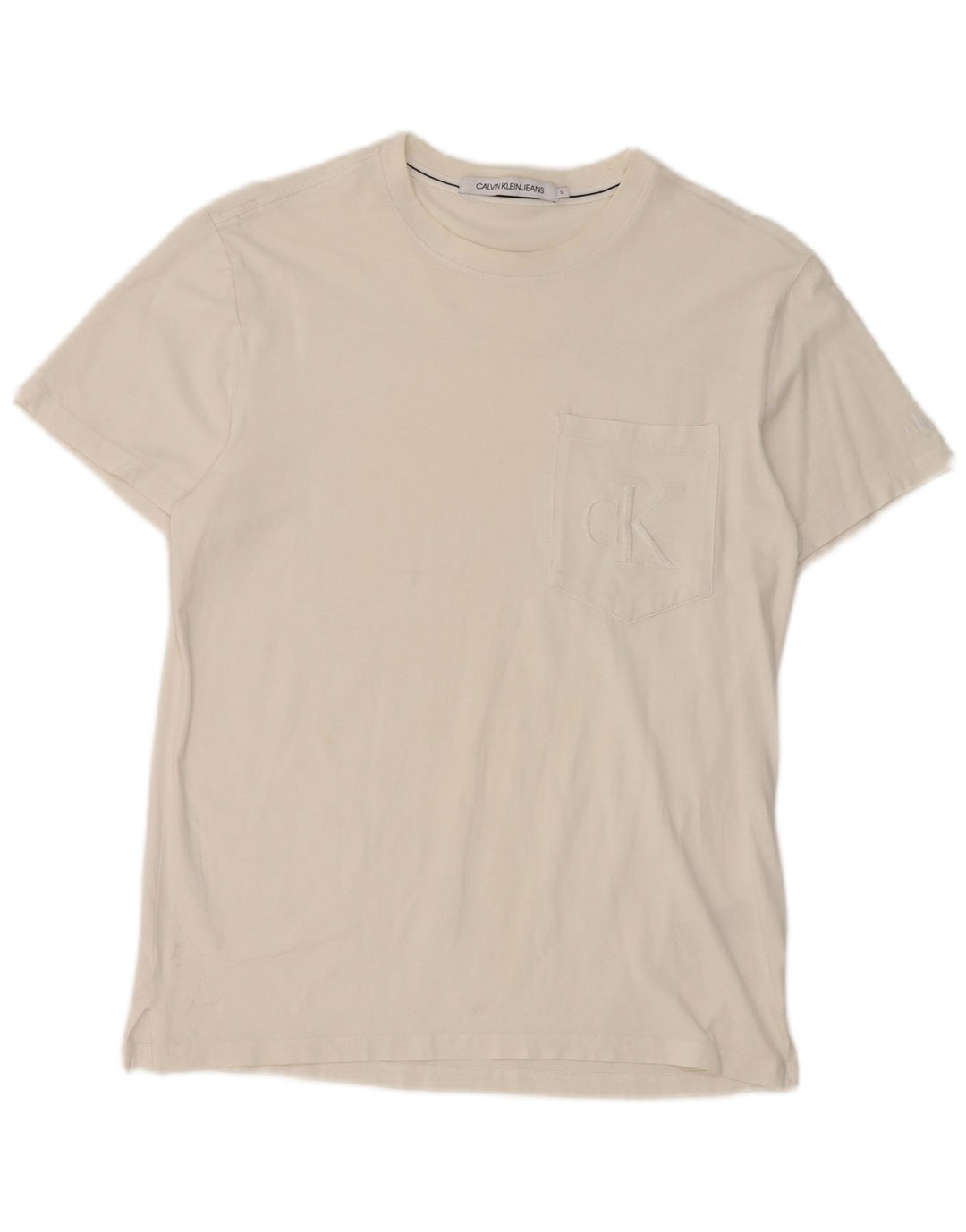 Calvin Klein Jeans Mens T-Shirt Top Small White Cotton