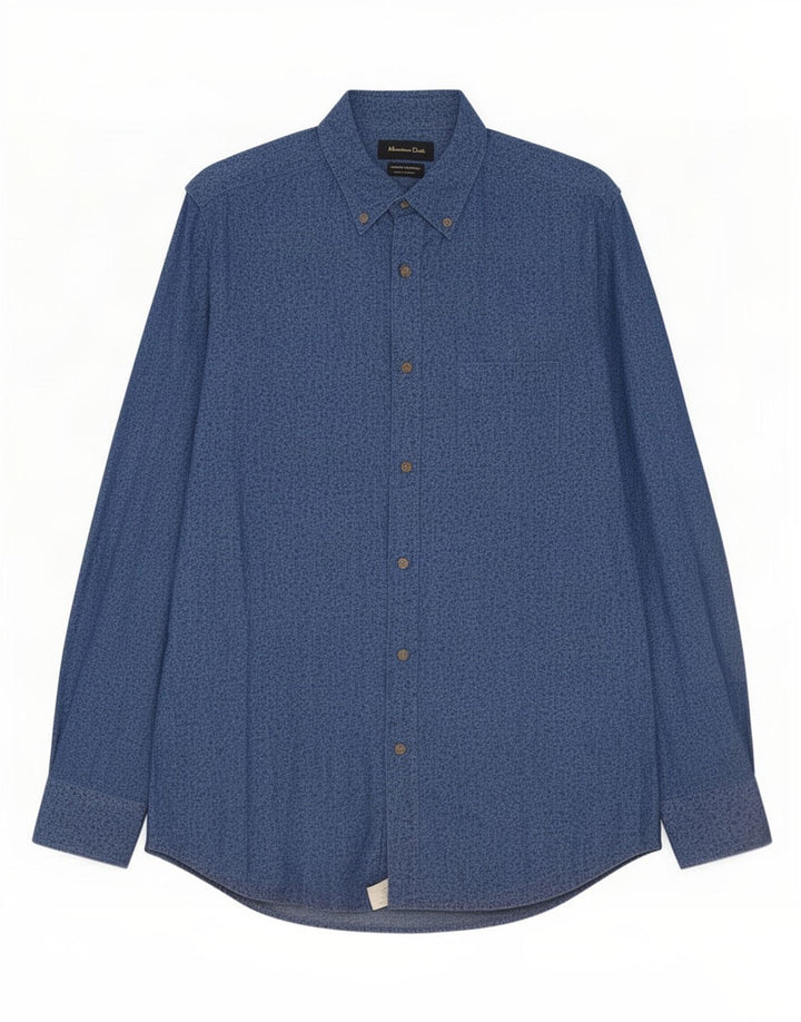 Massimo Dutti Mens Shirt Small Blue Floral Cotton