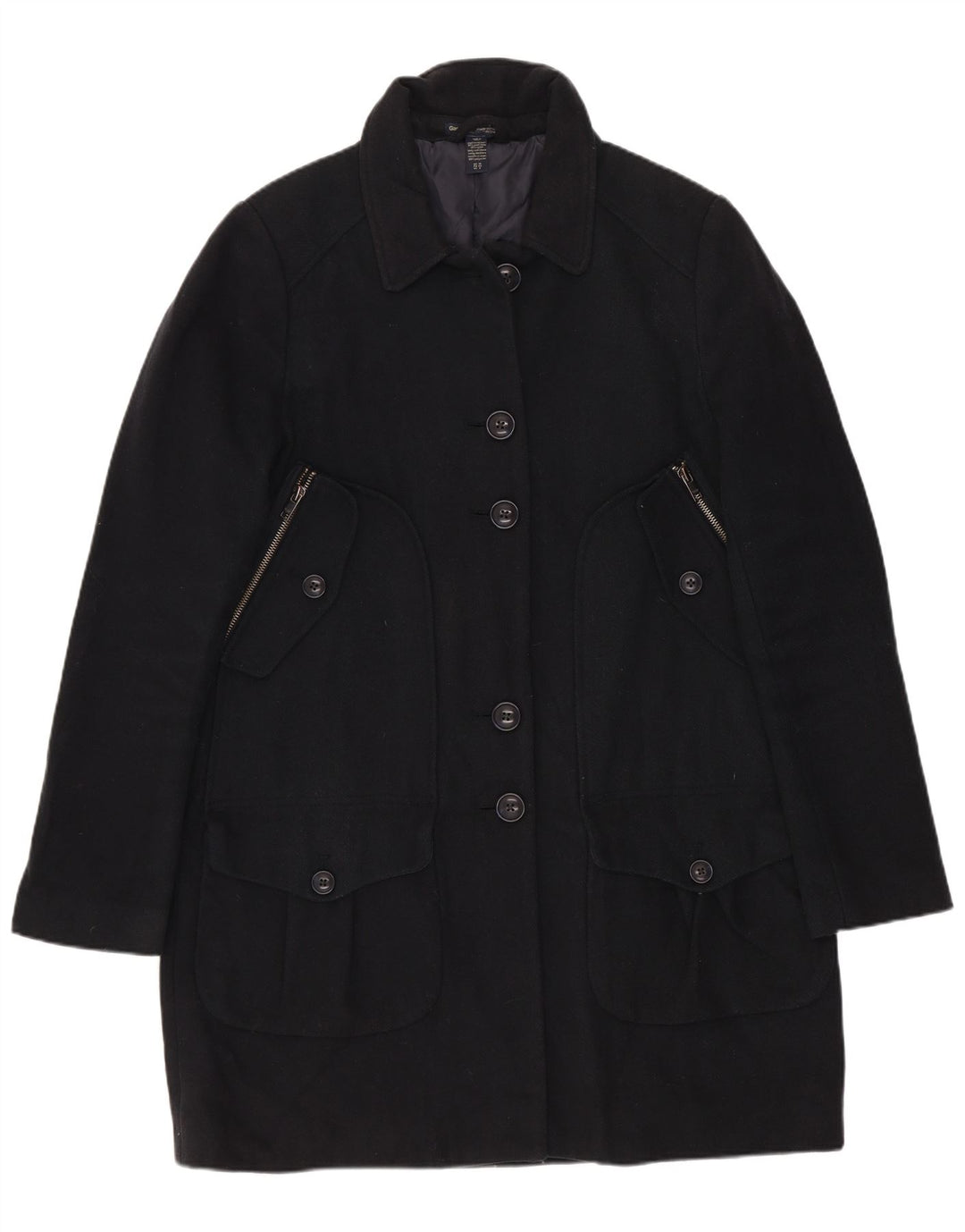 Gap Womens Overcoat UK 10 Small Navy Blue Wool